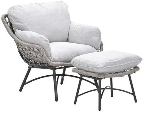 Chaise longue Selene Garden Impressions avec repose-pieds - corde taupe
