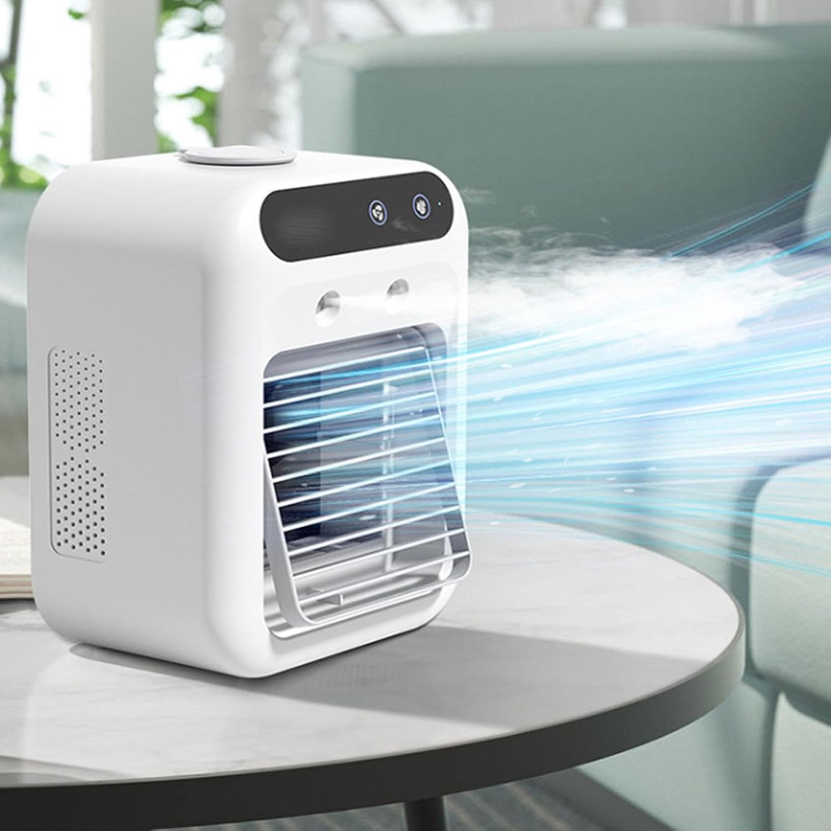 Mini airco - Kleine airco - 1800mAh Draagbare airconditioner - 25W oplaadbare persoonlijke mini airco - met dubbele sproeier en 2 snelheidsinstellingen - voor slaapkamer bureau kantoor en buitengebruik – foto 7