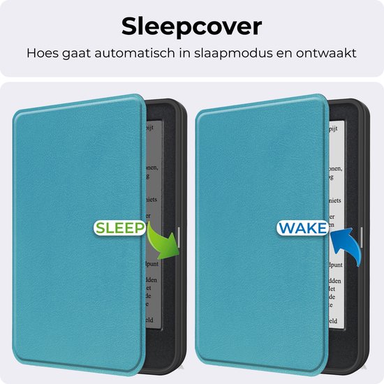 Hoes Geschikt voor Kobo Clara BW - Met Screenprotector - Luxe E-reader Bescherm Case - Hoesje Book Cover - Turquoise van Merkloos — afbeelding 3