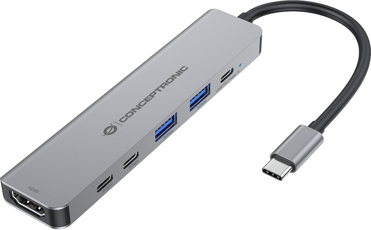 Conceptronic DONN33G laptop dock & poortreplicator Bedraad USB 3.2 Gen 1 (3.1 Gen 1) Type-C Zilver