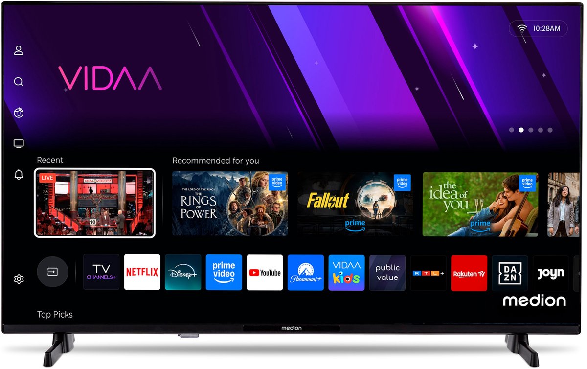 MEDION Full HD TV 80 cm (32 inch) (Smart TV, HDR, VIDAA Store, Netflix, Prime Video, Disney+, DAZN, Paramount+, HbbTV, PVR, Bluetooth), MD 832101 - MEDION - €219,00