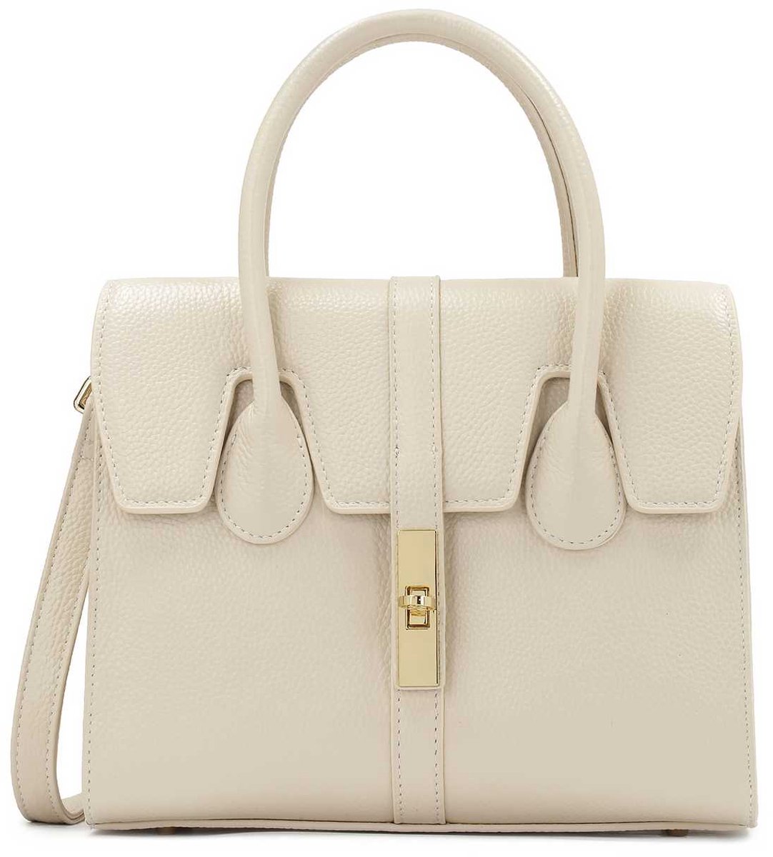 Chic leather handbag with a fine flap