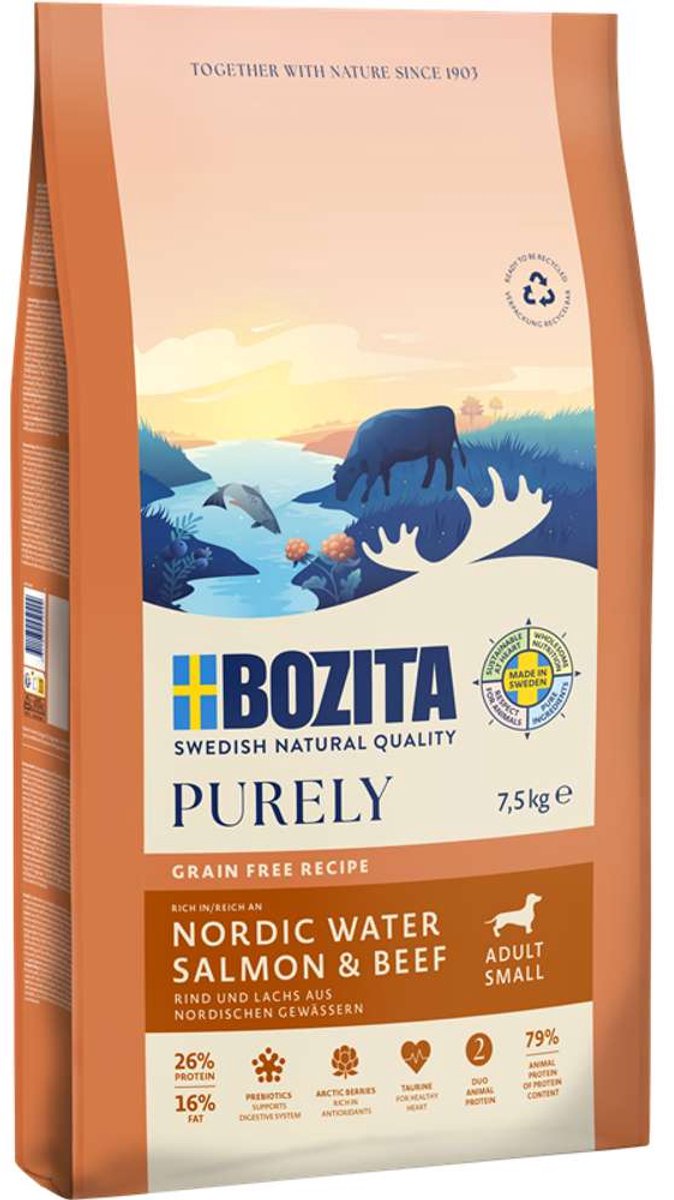 Bozita Bozita Dog Purely Small Lachs & Rind | 7,5kg