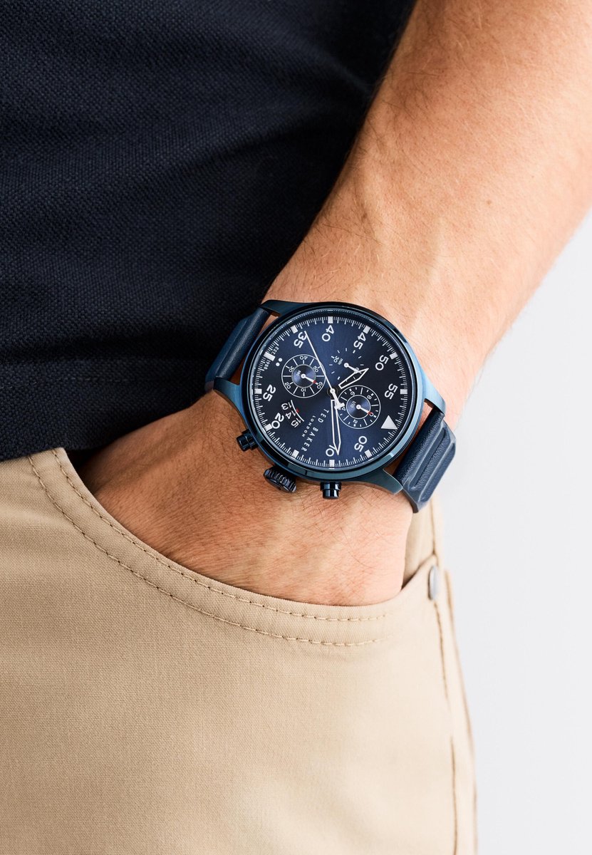 Ted Baker Fulmaar Quartz Chronograaf Horloge Blauw Kast: 100% Roestvrij Staal | Armband: 100% Leer 44 BKPFMS501W0, BKPFMS503W0