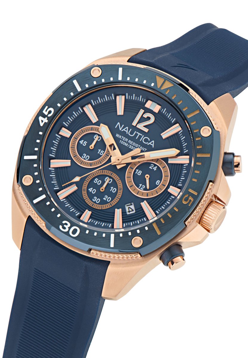 Nautica Nct Bluesail Quartz Chronograaf Horloge Blauw Kast: 100% Roestvrij Staal. Armband: 100% Siliconen 46 NAPBSS502, NAPBSS503