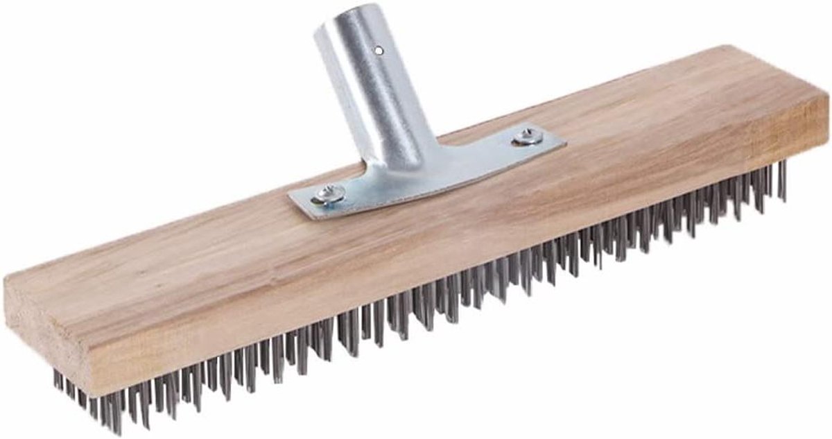 Allecto Premium - Stalen Borstel van 30 cm voor Houten Steel - Metalen Borstel voor Verwijderen Tuinmos, Onkruid en Vlekken