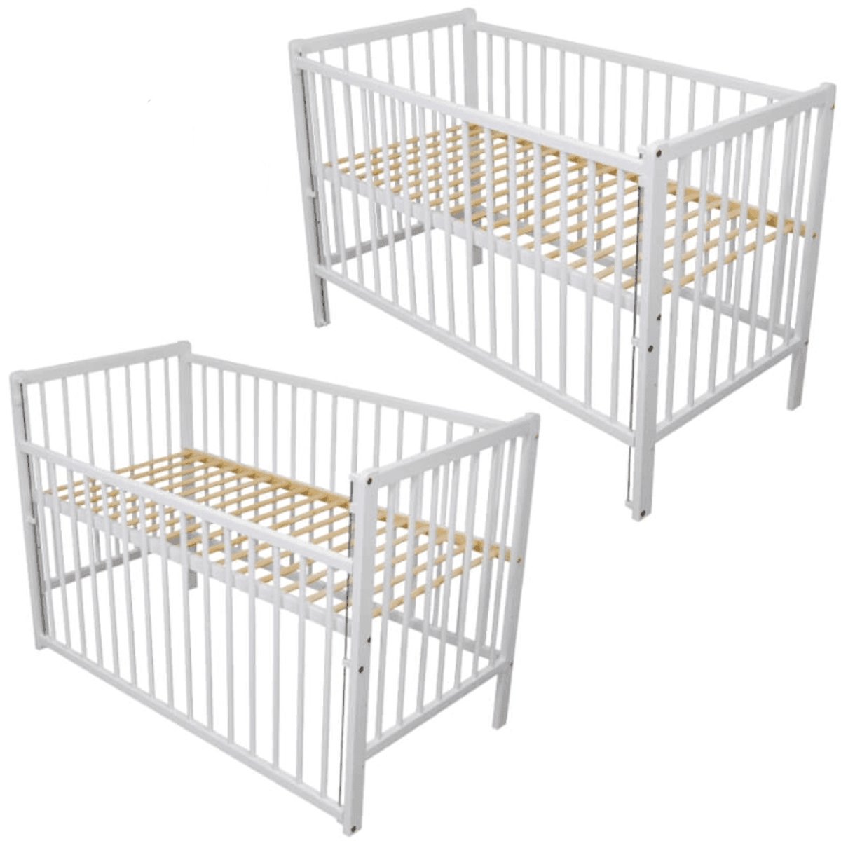Need Sleep - Ledikant 60x120 cm - Babybedje met Lattenbodem - Verstelbare Hoogte - Gelakt met Watergedragen Lak - Wit