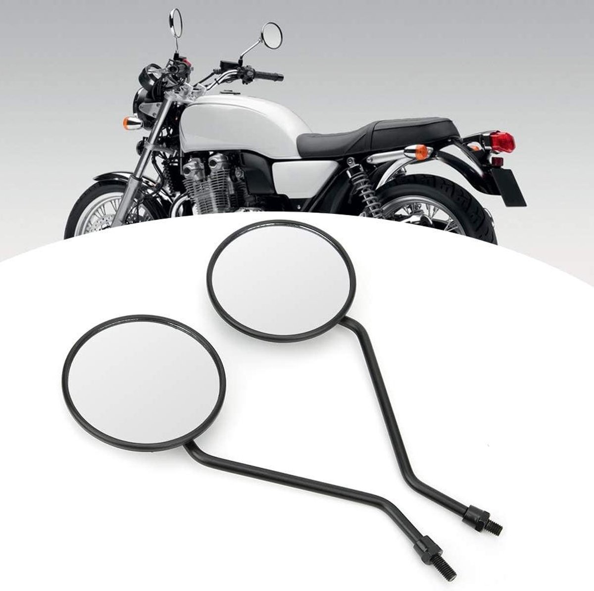Allecto Premium - Set van 2 ronde universele motorfiets spiegels (8 mm)
