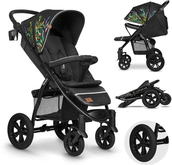 Lionelo Annet Tour — Buggy van 0 tot 4 jaar (of 22 kg) — Opvouwbaar met Eén Hand — Verstelbare Rugleuning tot Ligpositie — Onderhoudsvrije Grote Rubberen Wielen — XXL Luifel met Venster UPF50+ — Voetenzak — Muskietennet — Bekerhouder — Kinderwagen