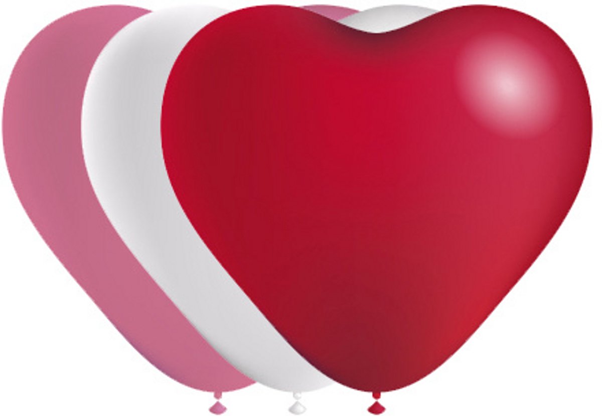 Daily Style – Ballon – Hart Rood-Wit-Roze – 10 stuks – Feestdecoratie