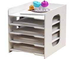 Multifunctionele bureau-opbergbox, 5 compartimenten Bureau-organizer Accessoires voor A4-papier Documenten Tijdschriften Kantoorartikelen voor school Thuiskantoor (5-laags opbergruimte)