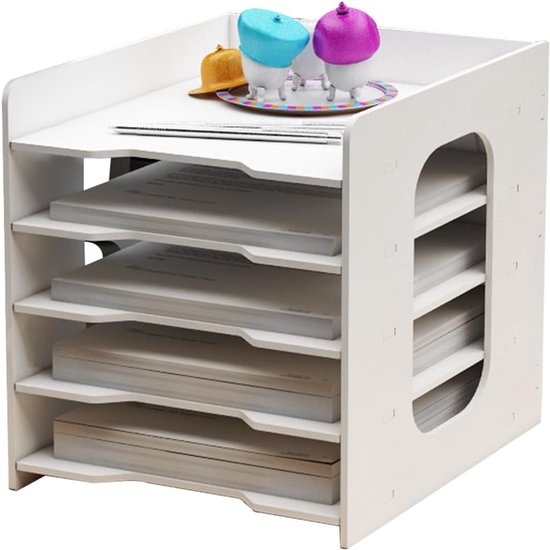 Multifunctionele bureau-opbergbox, 5 compartimenten Bureau-organizer Accessoires voor A4-papier Documenten Tijdschriften Kantoorartikelen voor school Thuiskantoor (5-laags opbergruimte)