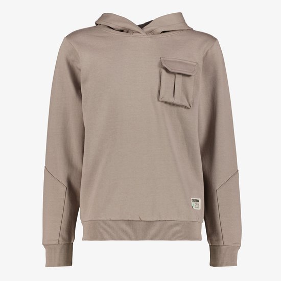 Unsigned jongens hoodie met borstzakje beige - Maat 146