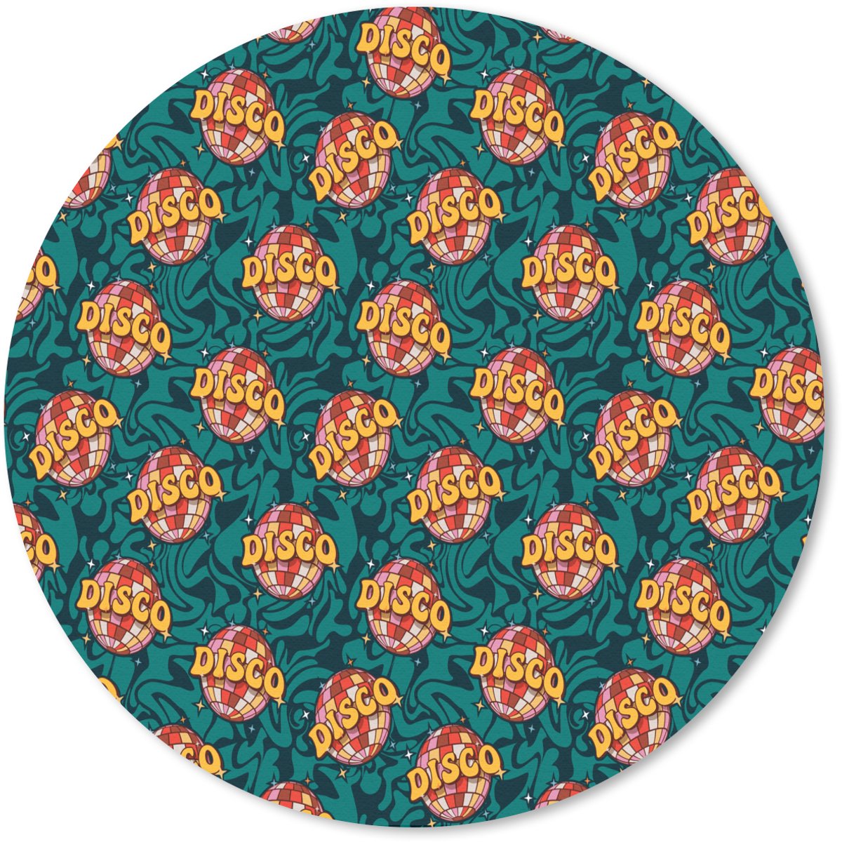 Muismat rond 30x30 cm - Mousepad Groen - Disco - Patroon - Ronde muismatten