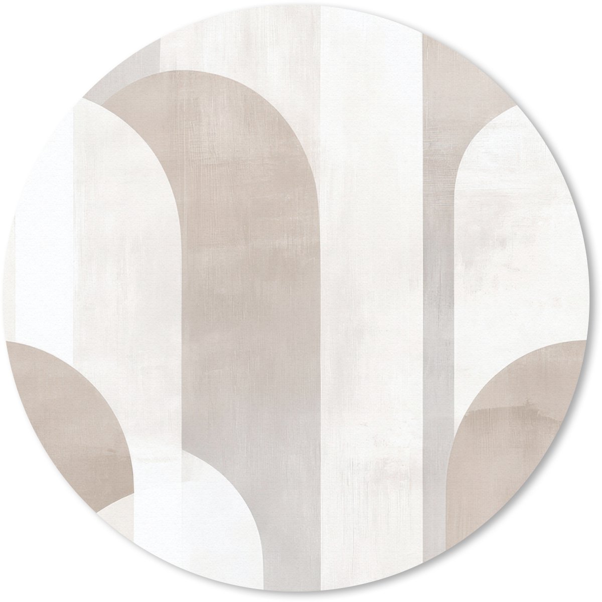 Muismat rond 30x30 cm - Mousepad Abstracte bogen - Modern - Beige - Ronde muismatten