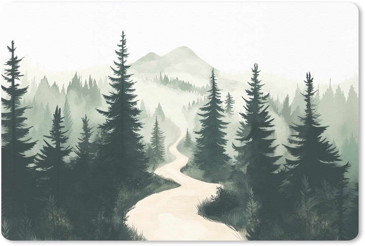 Muismat 27x18 cm - Mousepad Pad - Bomen - Bos - Illustratie - Muismatten