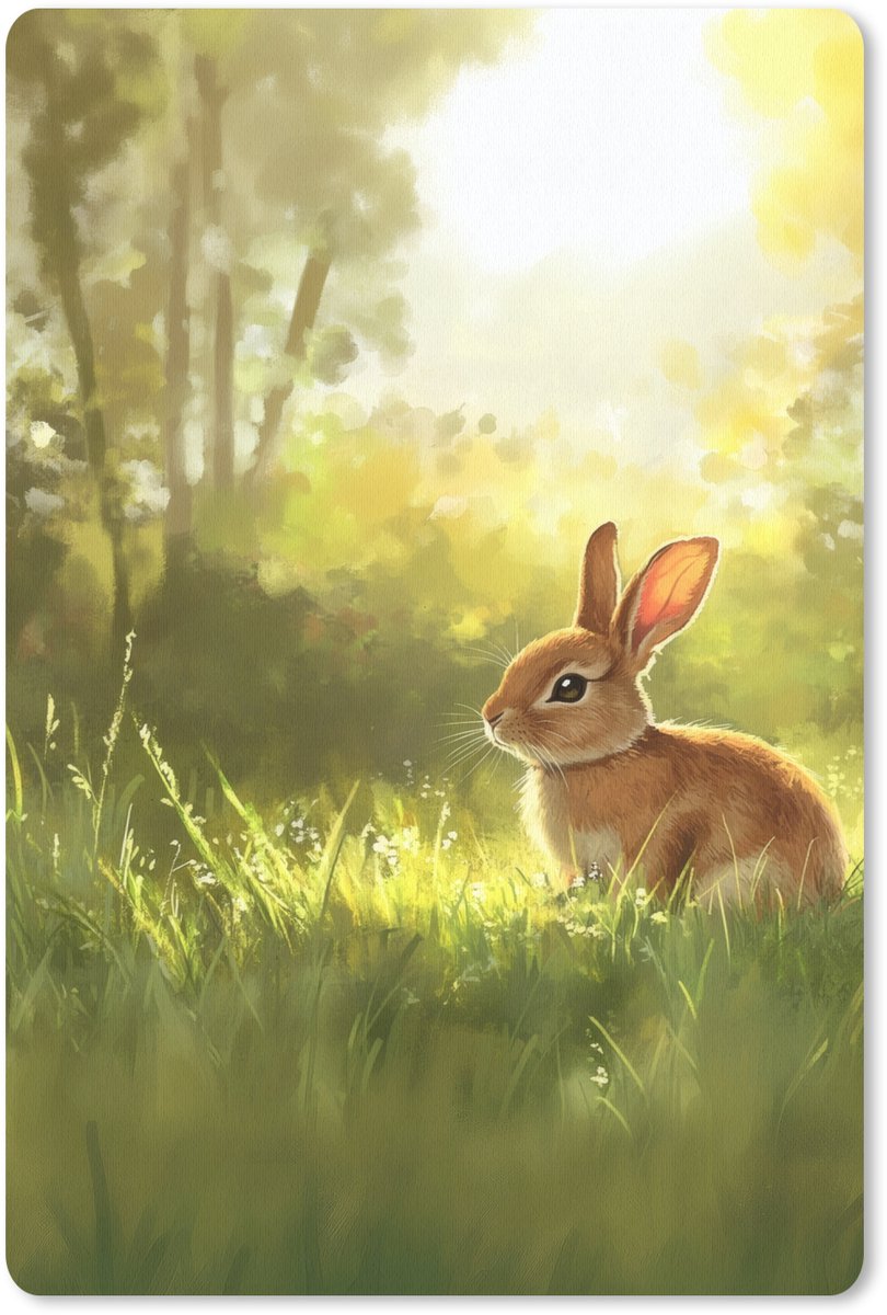 Muismat 18x27 cm - Mousepad Konijn - Zonlicht - Bos - Muismatten