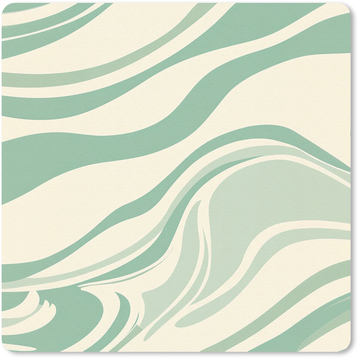 Muismat 20x20 cm - Mousepad Organische lijnen - Mintgroen - Marmer print - Muismatten