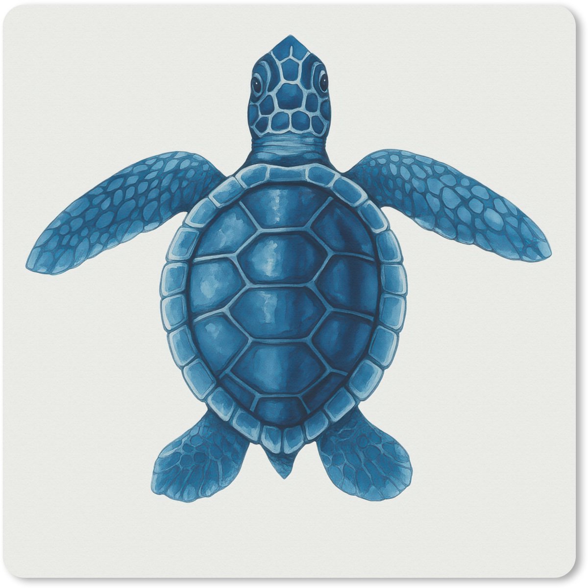 Muismat XXL 80x80 cm - Bureau onderlegger - Bureau mat Schildpad - Blauw - Schild - Bureaumat - Gaming mousepad xl - Bureaulegger groot - Computer deskmat