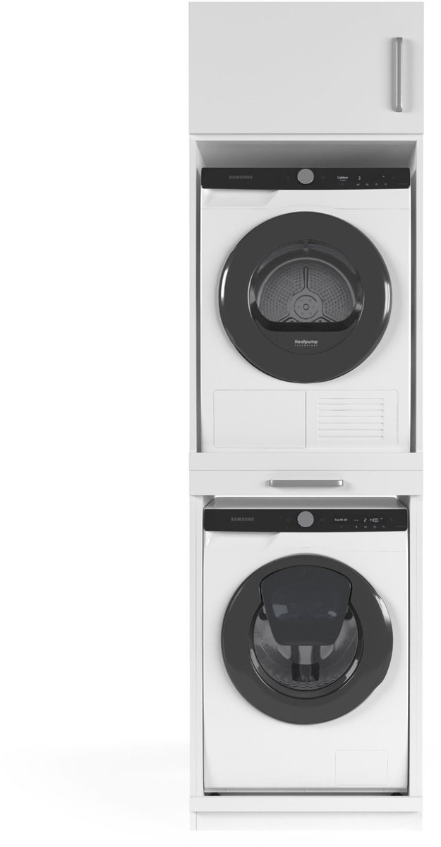 Wasophoogte® Wasmachine Kast Sydney - Wasmachine verhoger - Wasmachine ombouw - 700(D)*665(B)*2350(H) mm - Wit