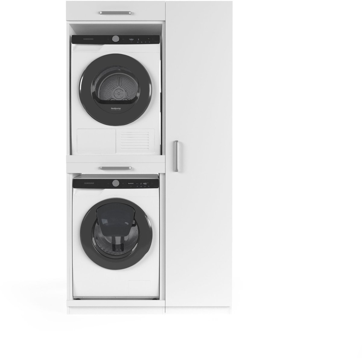 Wasophoogte® Wasmachine Kast New York - Wasmachine verhoger - Wasmachine ombouw - 700(D)*1115(B)*2110(H) mm - Wit