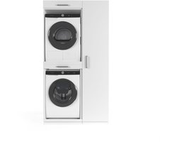 Wasophoogte® Wasmachine Kast New York - Wasmachine verhoger - Wasmachine ombouw - 700(D)*1115(B)*2110(H) mm - Wit