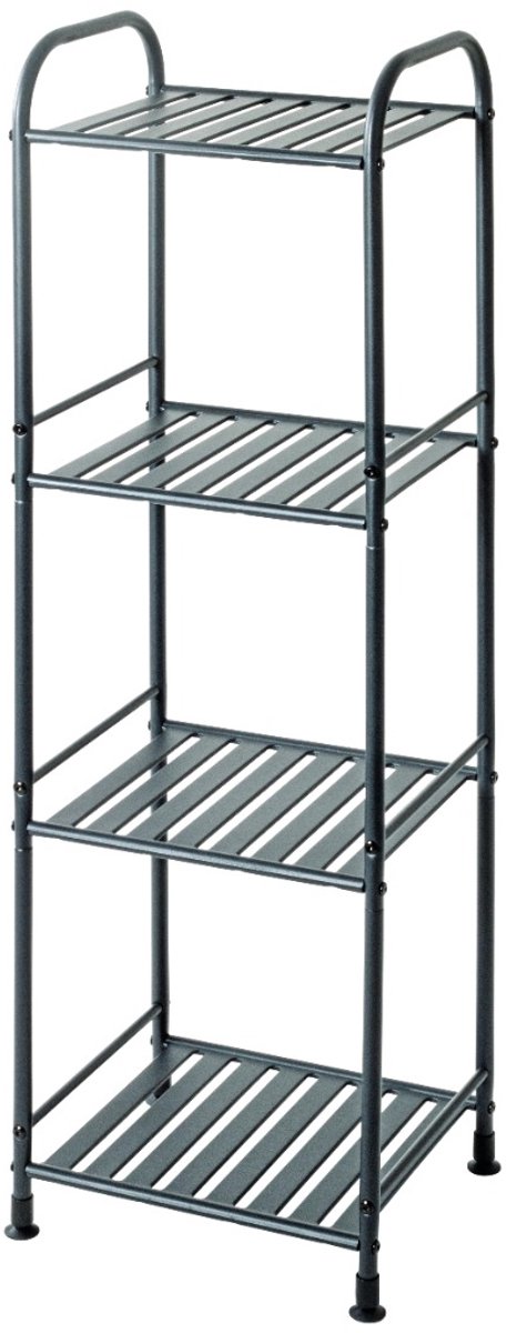 Kast – Antraciet stalen buisframe – 4 ruime planken – 108x33 cm – Slank modern design