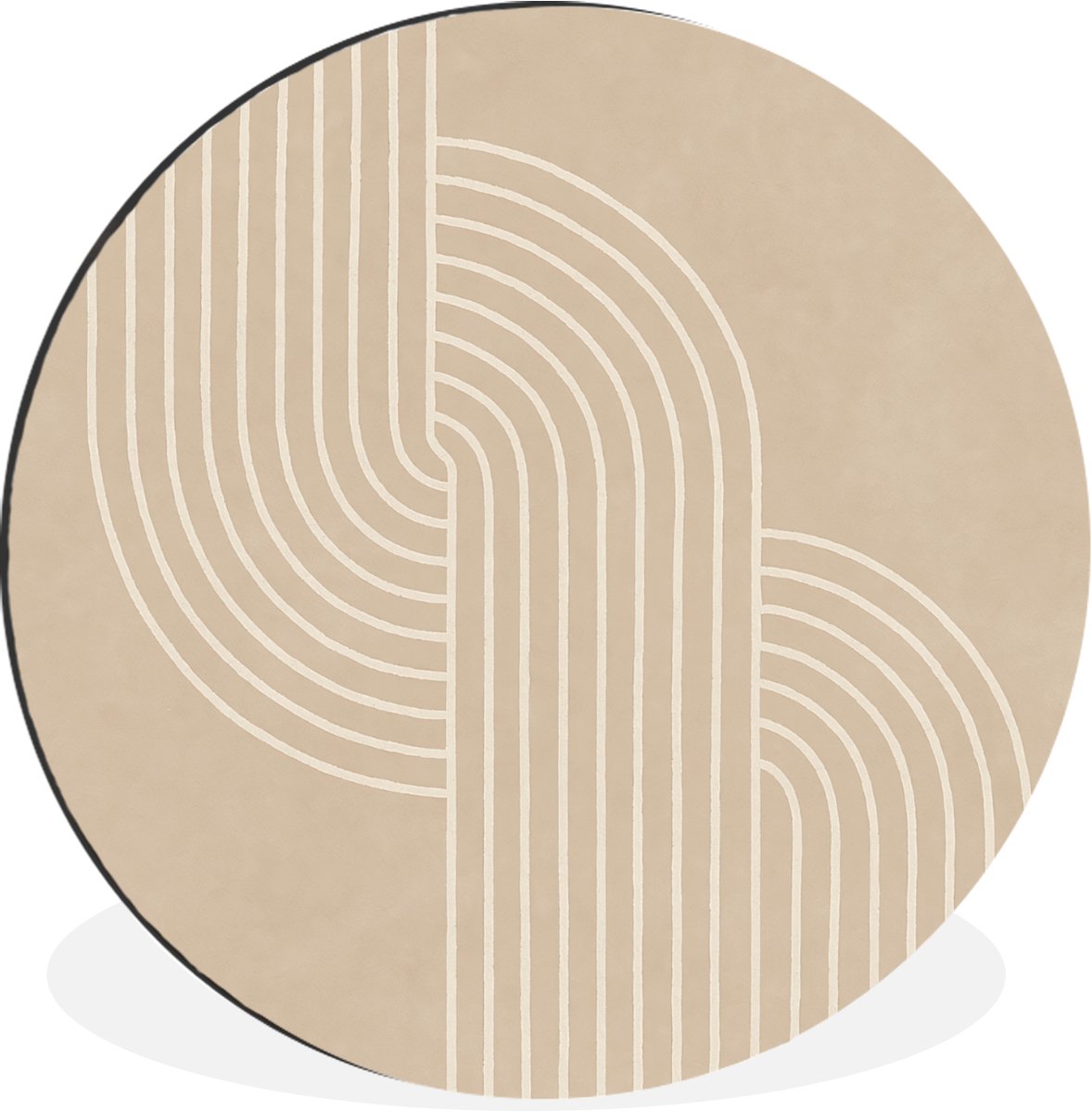 WallCircle Wandcirkel - Muurcirkel - Parallelle lijnen - Lichte textuur - Beige - Aluminium - Dibond - 30x30 cm - Binnen en Buiten
