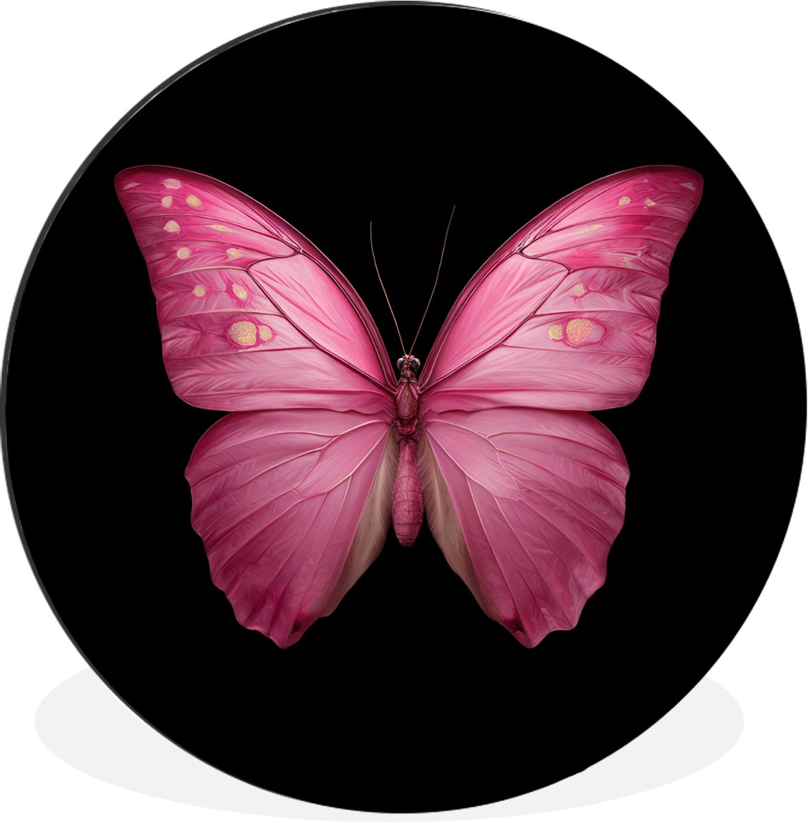 WallCircle Wandcirkel - Muurcirkel - Vlinder - roze - Elegant - Aluminium - Dibond - 60x60 cm - Binnen en Buiten Vlinder - Elegant