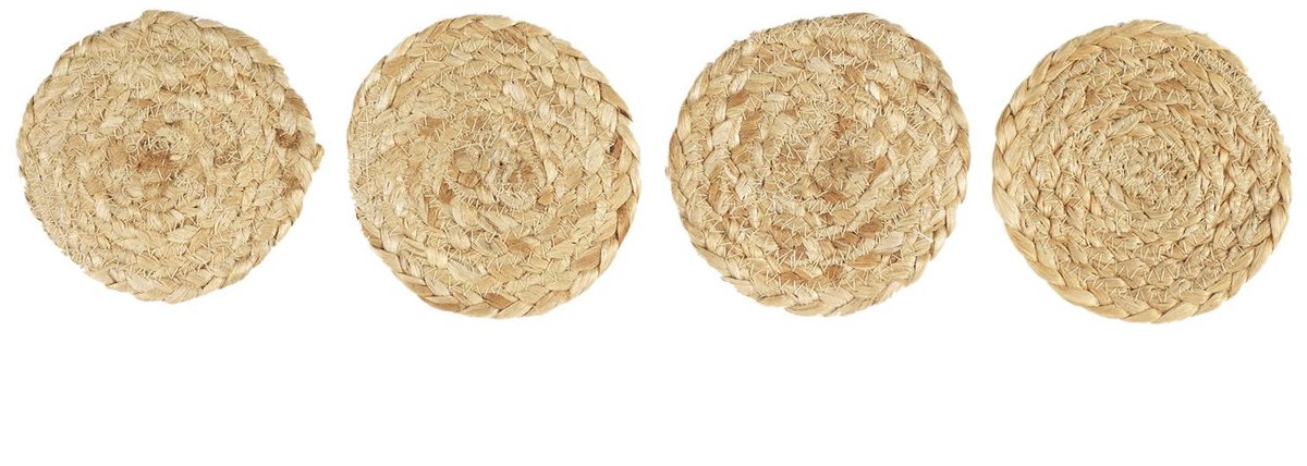 Home deco Factory onderzetters - 4x stuks - jute - naturel - 10 x 10 cm - voor glazen