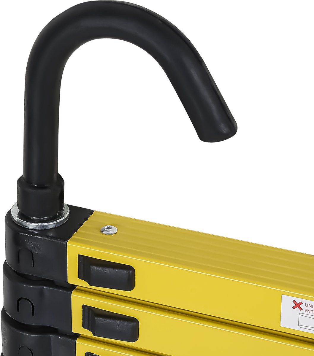 Telescopische Vouwladder - Telescopische Ladders - Soft Close - Werkhoogte 3,8 m -geel zwart met haak – foto 3