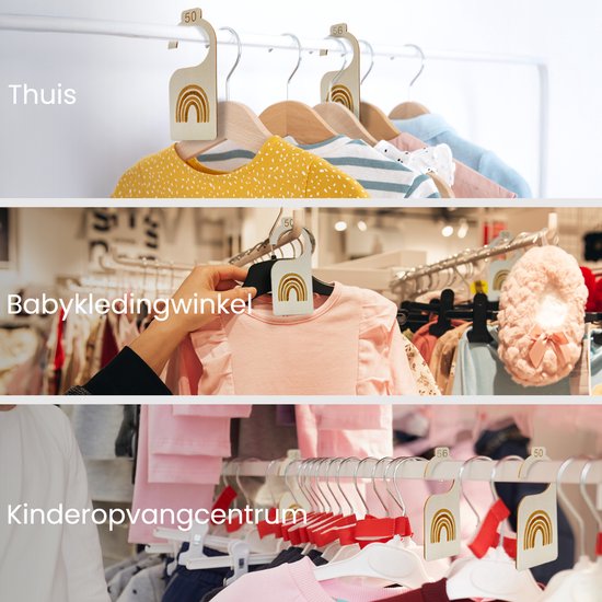 Purepeak Maathangers Baby Set 7 Stuks - Kledinghangers Geschikt voor Maat 50 tm 86 - Kastverdeler Kind - Maatverdelers voor Babykleding — afbeelding 4