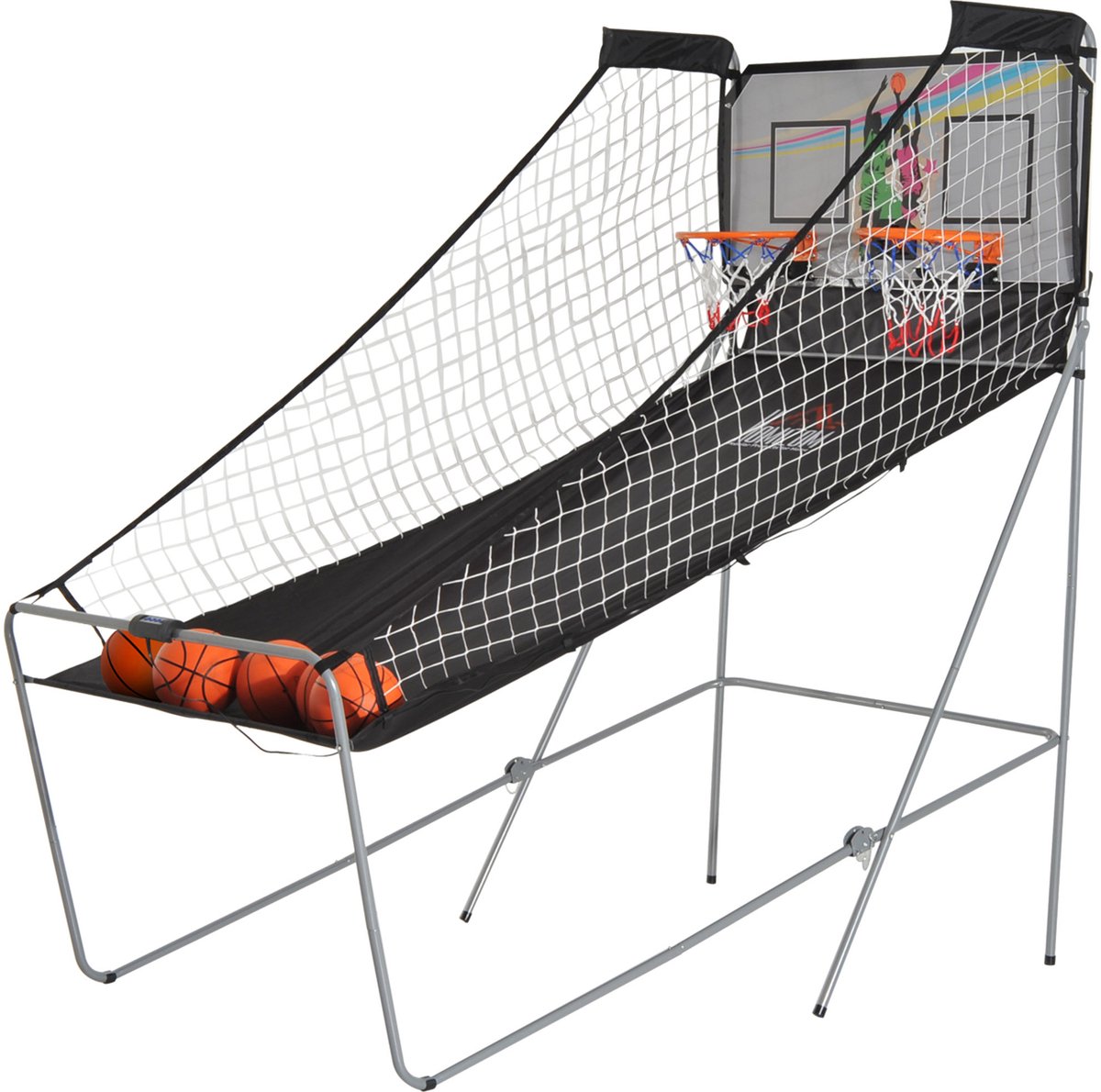 HOMCOM-Basketbalschietspel-205x110x205cm-Hout-Zwart