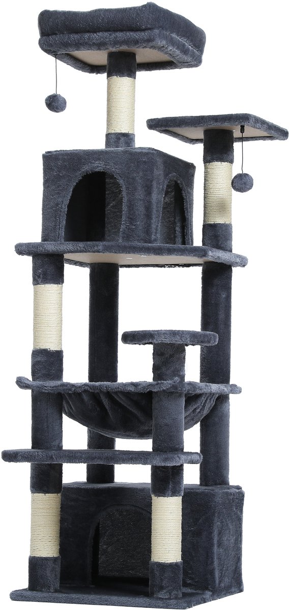 Kattenu CatHouse krabpaal voor katten - Grote krabpaal voor katten - Donkergrijs - Kattenboom met katten klimmuur - Hoge krabpaal - Medium