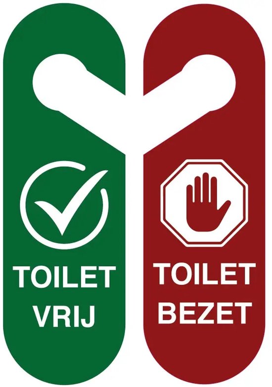 Accroche-porte de toilettes - toilettes vacantes occupées - matière plastique - double face - 25 x 8 cm