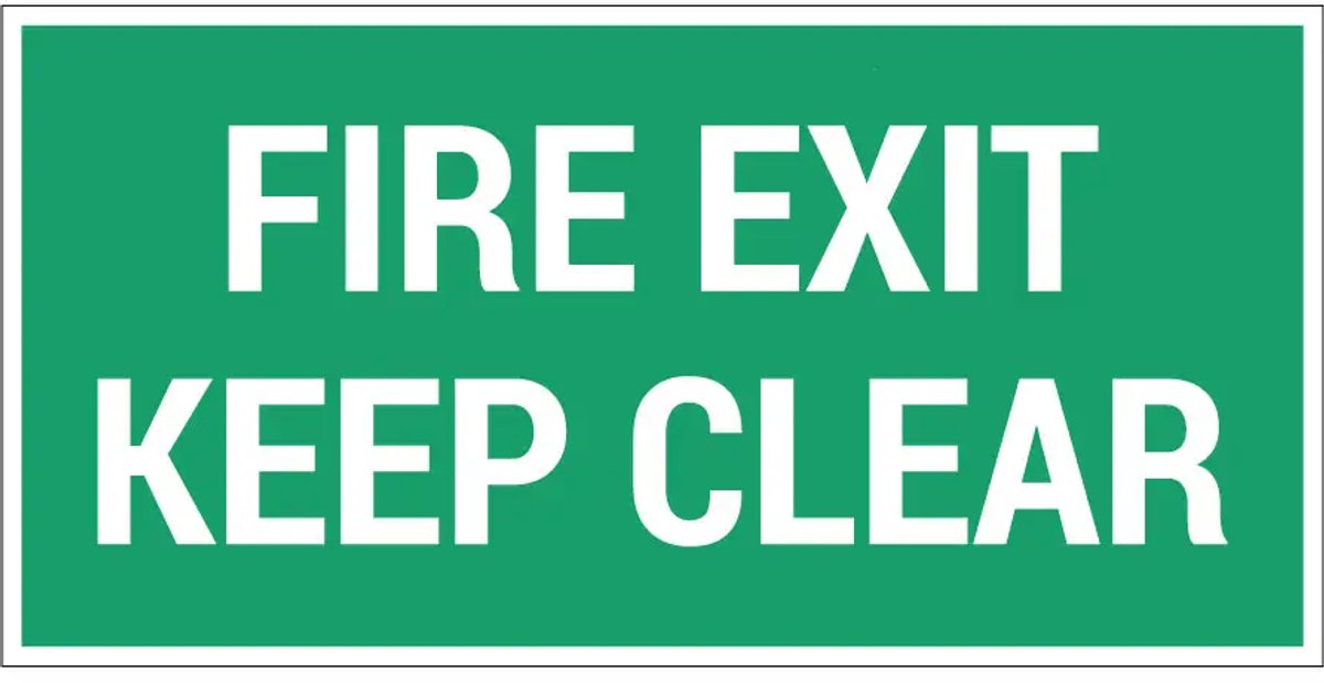 Fire exit keep clear sticker | 20 x 10 cm