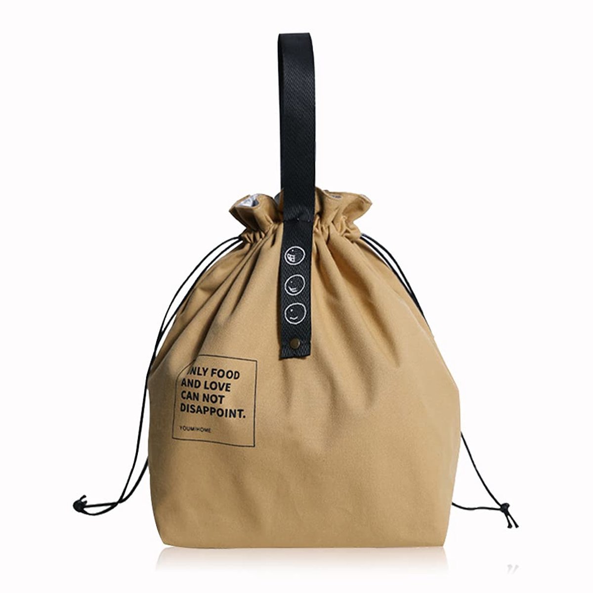 LELE LIFE Geïsoleerde canvas lunchtas met trekkoord, wijd open, opvouwbaar en lichtgewicht, koeltas voor werk, kantoor, picknick, geel