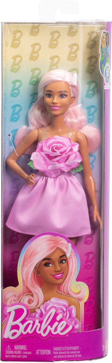 Barbie Pop - Schouderloos roze jurkje - Pop met roze haar - Modepop — afbeelding 6