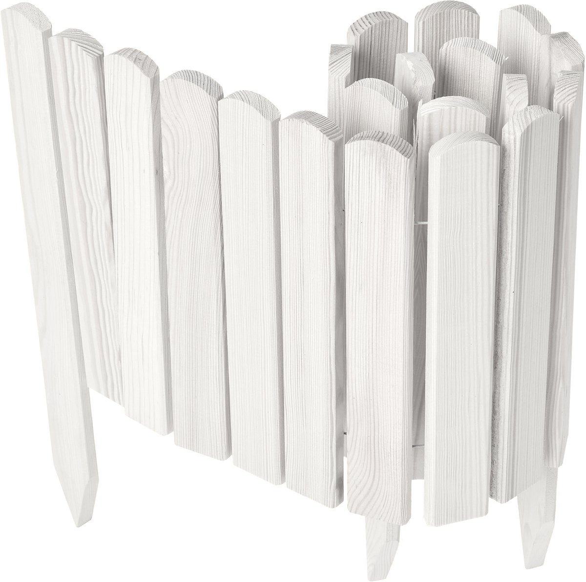 Garronda Rollborder - Flexibele houten - Gazonafscheiding - Palissade padenafscheiding - kan worden ingekort - Wit - Hoogte: 30 cm, hekje 100 cm - GD-BRU-Rollborder100