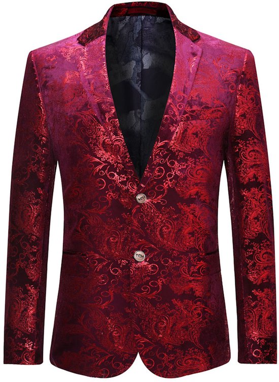 ALLTHEMEN Heren Colbert met Gouden Opdruk - Geborduurde Knopen - XL