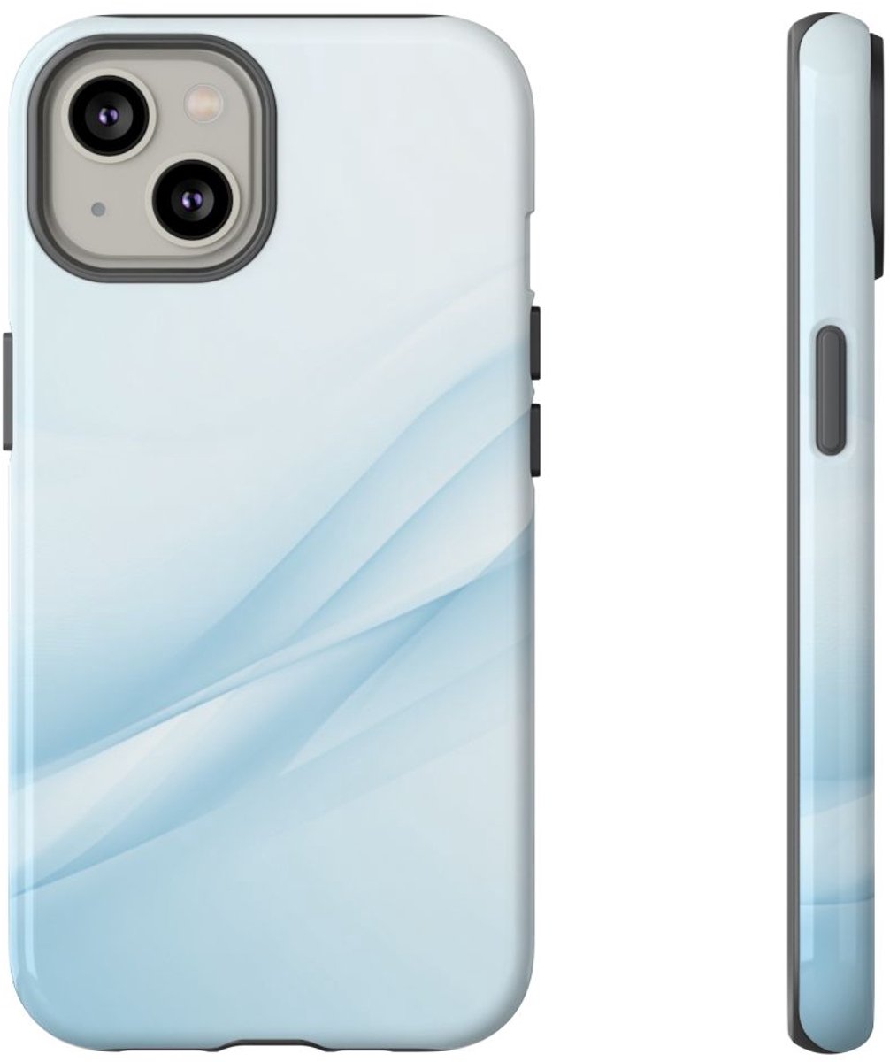 Zachte Lichtblauwe Abstracte Golven – Telefoonhoesje Geschikt voor iPhone 14