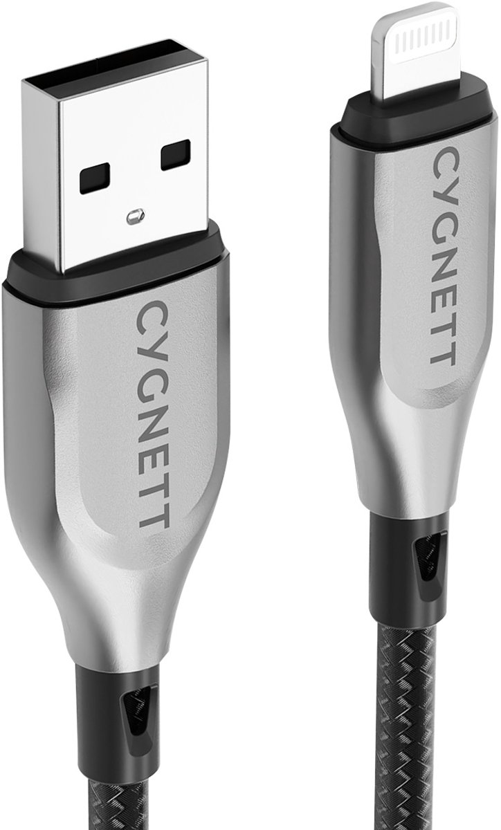 Cygnett USB-A naar Apple Lightning Kabel MFI 1 Meter - Zwart