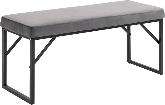 Modern Bankje Loft 100cm Grijze Fluwelen Bank Met Opbergruimte Gestoffeerd Zwart Metaal / Ventura design - Ventura Design Modern Bankje Loft 100cm Grijze Fluwelen Bank Met Opbergruimte Gestoffeerd Zwart Metaal / Ventura design - Ventura Design