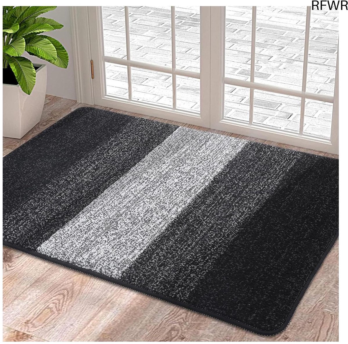 RFWR Zachte en Machinewasbare Deurmat - Super Absorberend en Antislip - Vuilvanger voor Binnen (50 x 80 cm, Zwart)