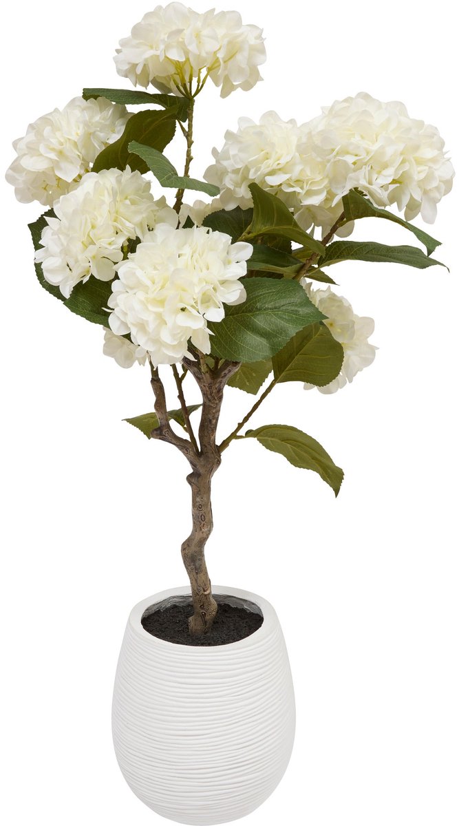 Atmosphera Kunstplant Hortensia met keramische pot - Ø40xH100cm - Wit