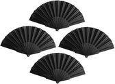 Spaanse Handwaaier - Set van 4x stuks - zwart - 23 x 43 cm - Verkoeling waaiers voor zomerse themperatuur