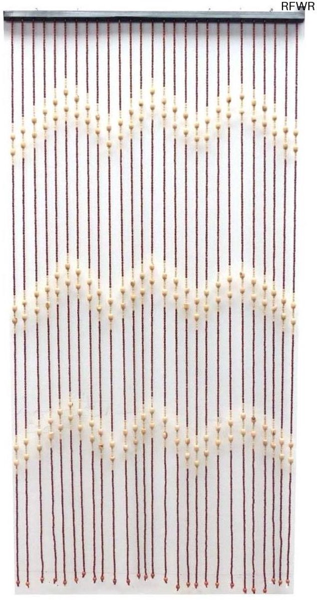 RFWR® Bamboe deurgordijn met houten ringen en kralen – 90 x 165 cm – Rustiek ruimteverdeler en insectenbescherming