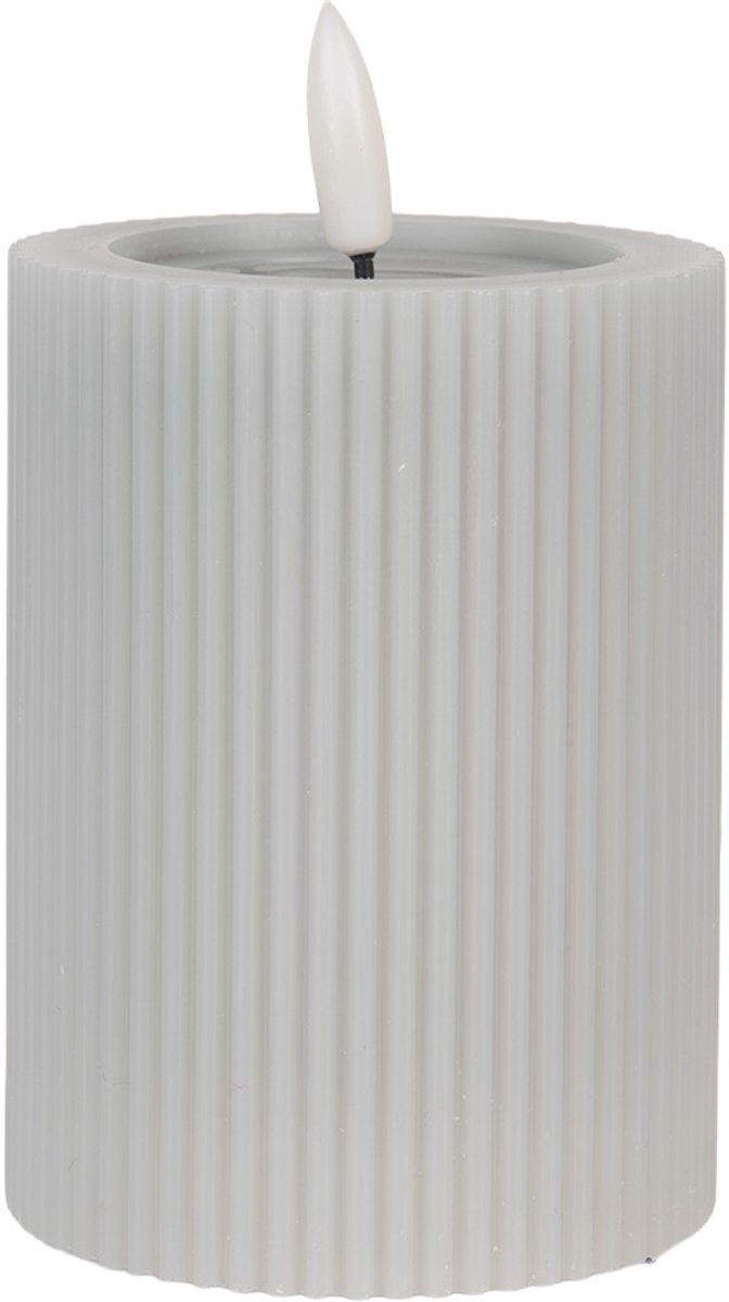 Clayre & Eef LED Kaars Ø 8x13 cm Grijs Wax