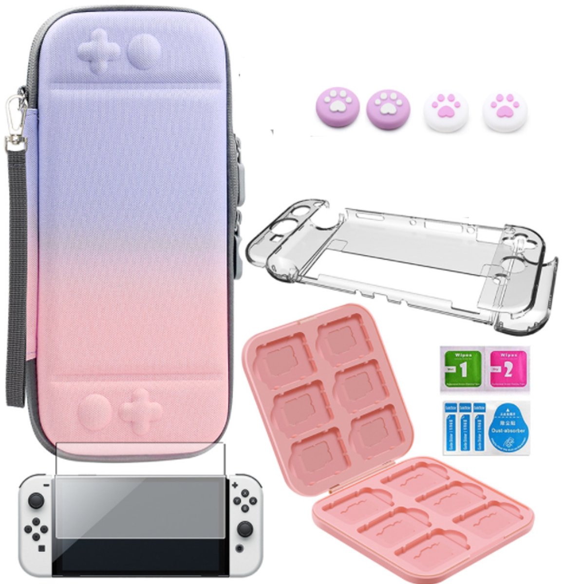 Nintendo Switch OLED-compatibele hoes met accessoires, 8-delig