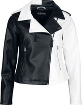 Gothicana zwart/witte kunstleren jas in bikerstijl - Dames - L